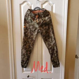 Weatherproof Vintage Camouflage Cargo Pants with Orange Detail